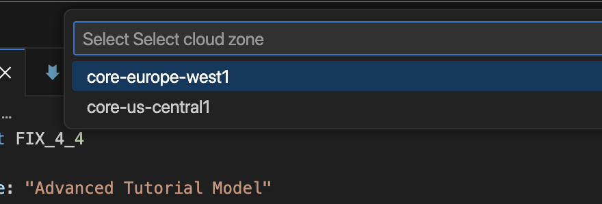 VS Code zone selection prompt