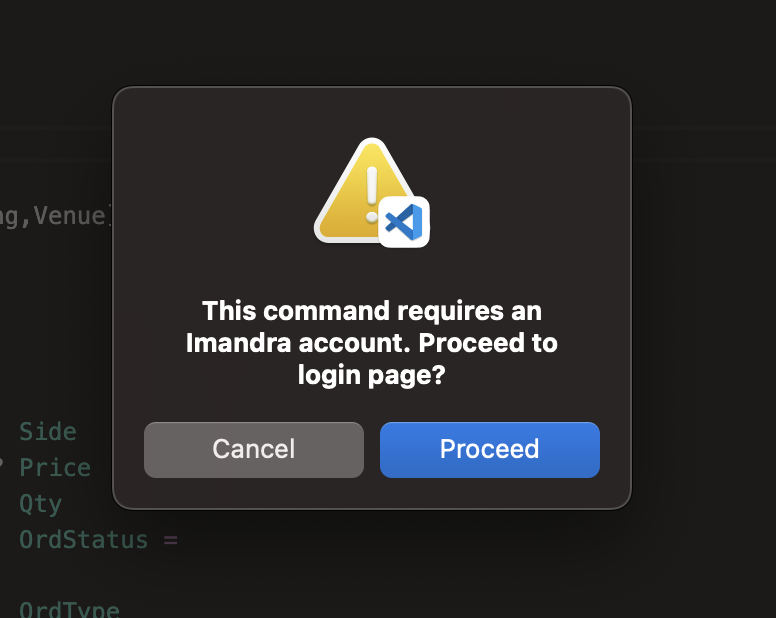 VS Code login prompt